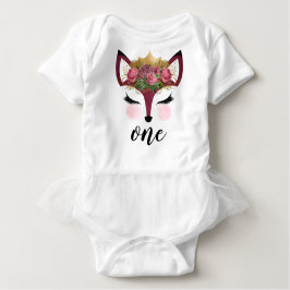 Camiseta Para Bebê Blush & Dourado Fox Princess