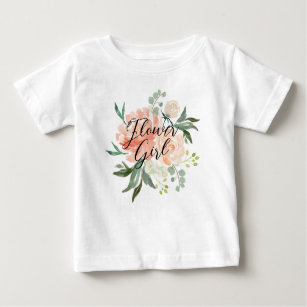 Camiseta Para Bebê Blush Floral Flower Girl