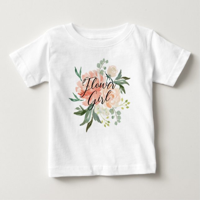 Camiseta Para Bebê Blush Floral Flower Girl (Frente)