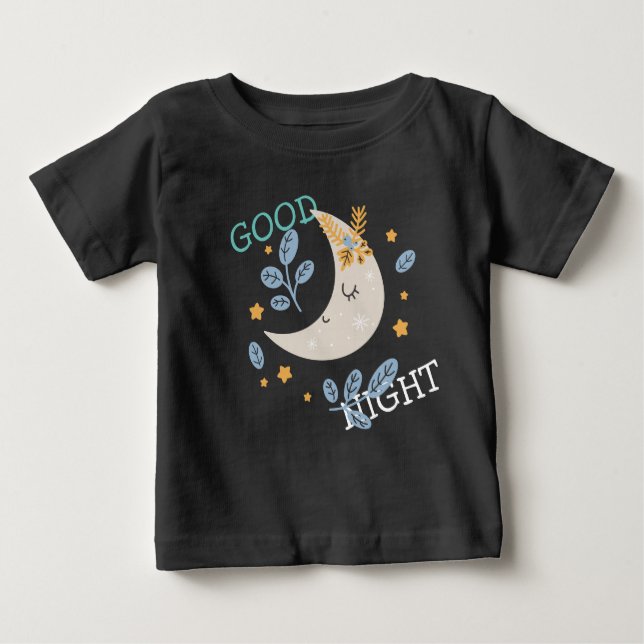 Camiseta Para Bebê Boa Noite de Meia Lua (Frente)