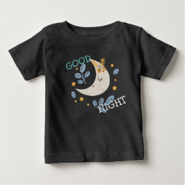 Camiseta Para Bebê Boa Noite Meia Lua Fofa