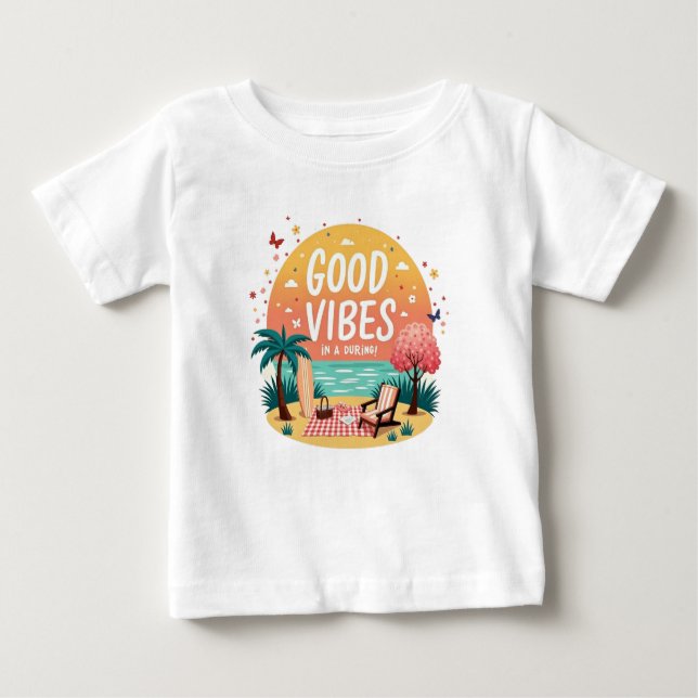 Camiseta Para Bebê Boas Vibes Getaway (Frente)