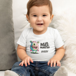 Camiseta Para Bebê Bobo de Monstro de Leite