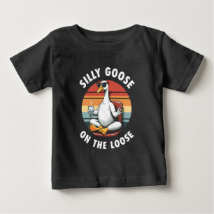 Camiseta Para Bebê Bobo ganso no retrato de Yoga meditação perdida