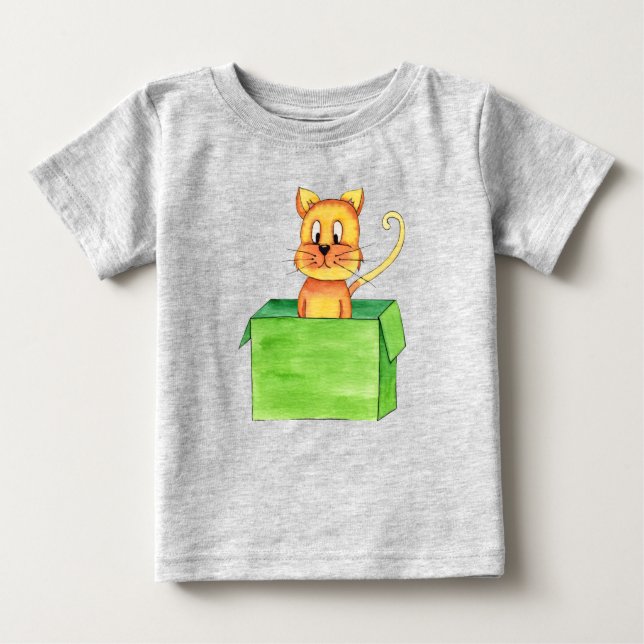 Camiseta Para Bebê Bobo Laranja Jogando Gato Em Caixa (Frente)