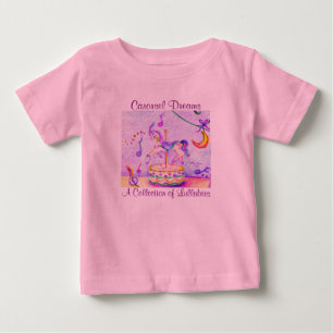 Camiseta Para Bebê Body de Bebê com Tutu Rosa Carousel Dreams
