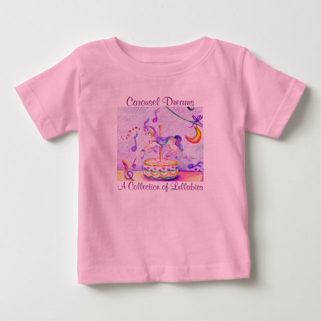 Camiseta Para Bebê Body de Bebê com Tutu Rosa Carousel Dreams (Frente)
