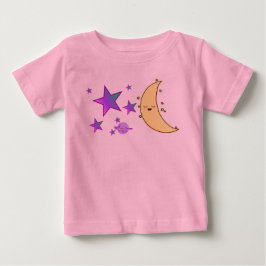 Camiseta Para Bebê Body de Bebê com Tutu Rosa e Rosto da Lua & Estrel
