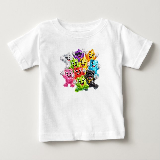 Camiseta Para Bebê Body de Bebê Monstro Feliz Colorido (Frente)