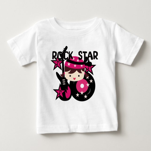 Camiseta Para Bebê Bodysuit Bebê Tutu Menina Estrela do Rock Morena (Frente)