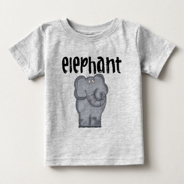 Camiseta Para Bebê Bodysuit cinzento do futebol do bebê do elefante (Frente)