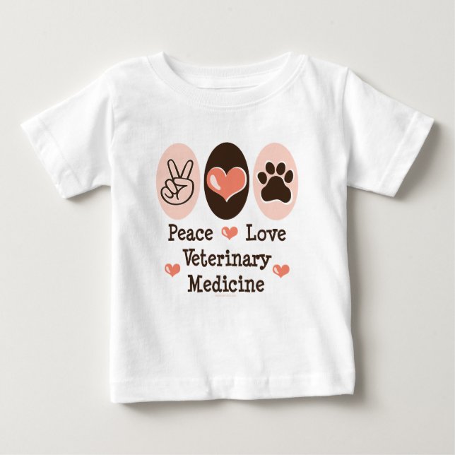 Camiseta Para Bebê Bodysuit do bebê da medicina veterinária do amor (Frente)