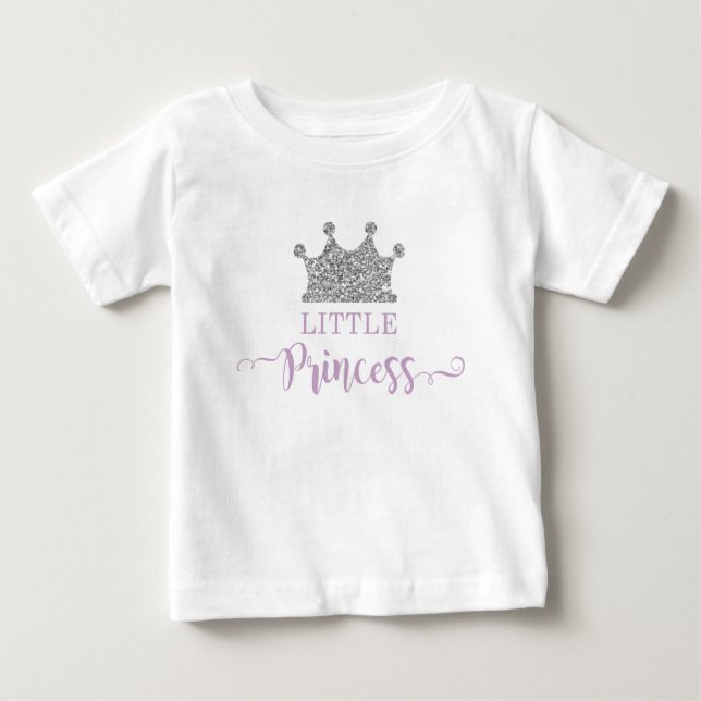 Camiseta Para Bebê Bodysuit Little Princess Tutu, Roxo e Prata (Frente)