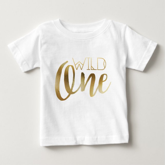 Camiseta Para Bebê Bohemian Chic Wild One | Folha de ouro tribal (Frente)