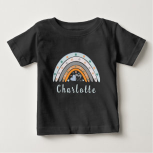 Camiseta Para Bebê Boho Arco-Íris com Nome Personalizado