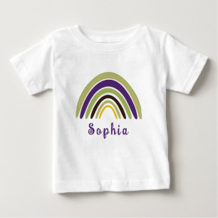 Camiseta Para Bebê Boho Arco-íris com Nome Personalizado em Verde