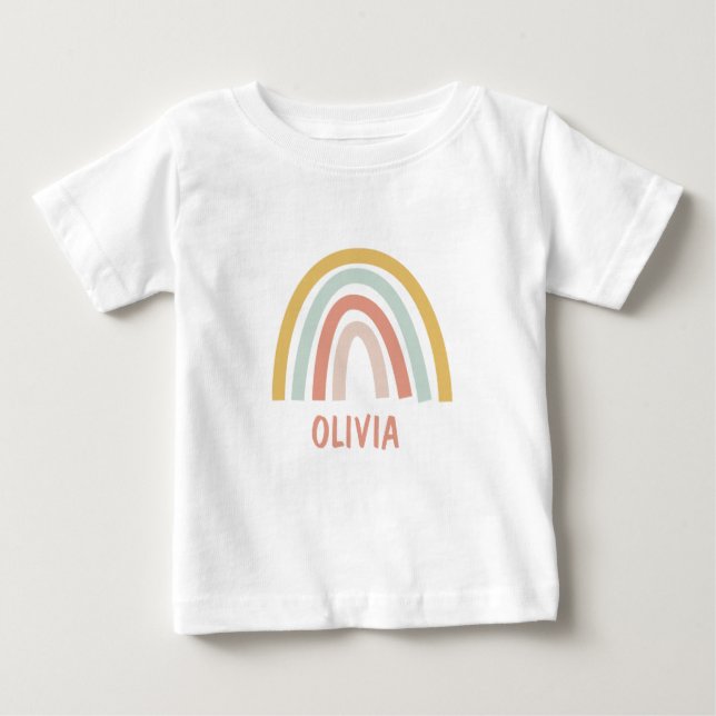 Camiseta Para Bebê Boho Arco-Íris Kids Personalizado (Frente)