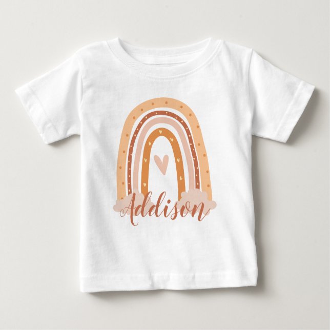 Camiseta Para Bebê Boho Arco-Íris Neutro Kids Toddler T-Shirt (Frente)