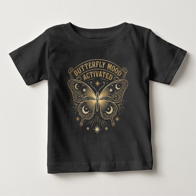 Camiseta Para Bebê Boho Celestial Butterfly“Butterfly Mood Activated” (Frente)