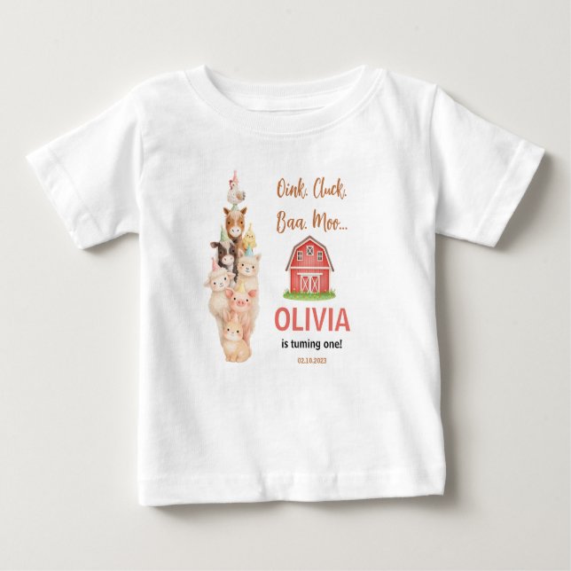 Camiseta Para Bebê Boho Farm Animal 1st Birthday |Cute Rustic Barnyad (Frente)