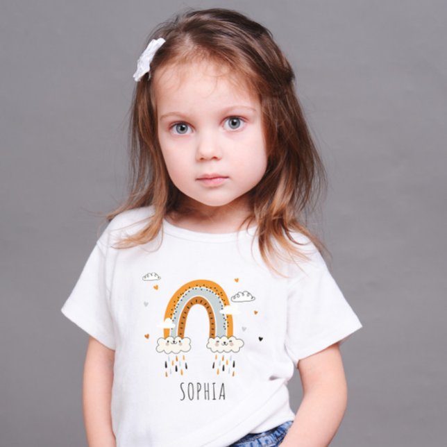 Camiseta Para Bebê Boho Gênero Arco-Íris Neutro Personalizado (Criador carregado)