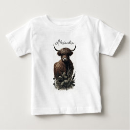 Camiseta Para Bebê Boho Highland Cow