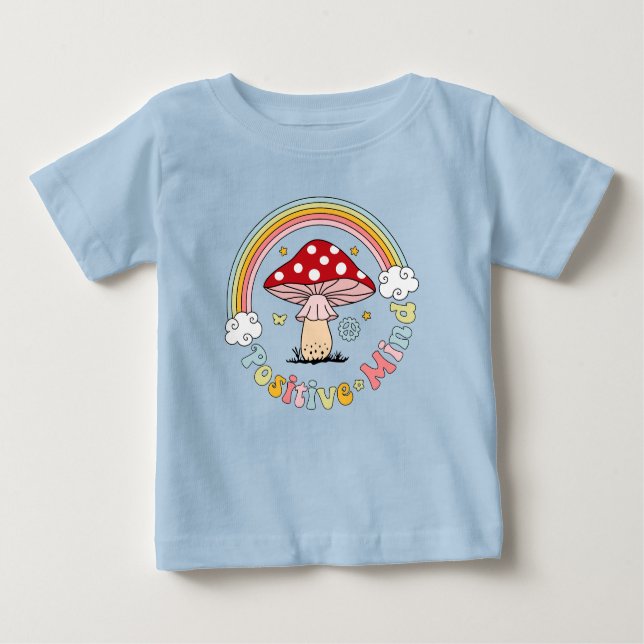 Camiseta Para Bebê Boho Hippie do Cogumelo Positivo Retroativo (Frente)
