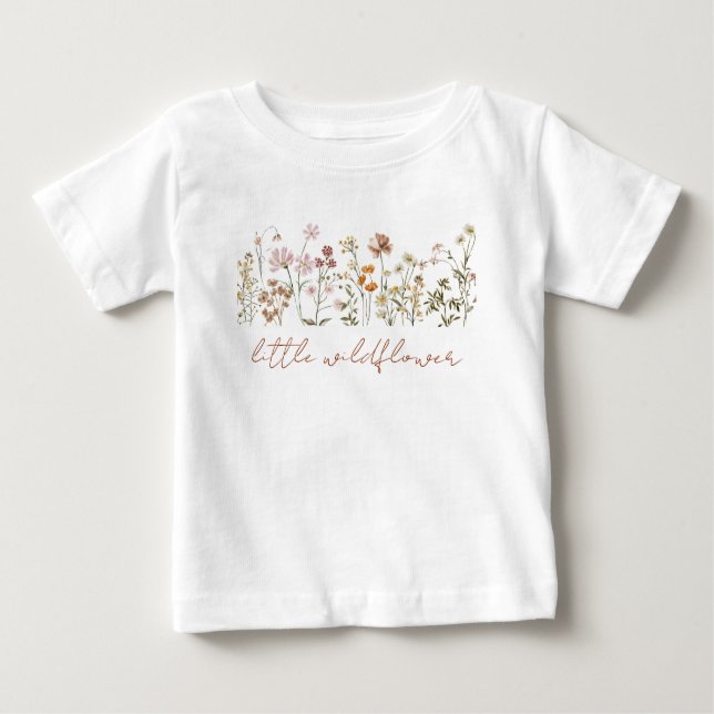 Camiseta Para Bebê Boho Little Wilflower primeiro aniversario Baby (Frente)