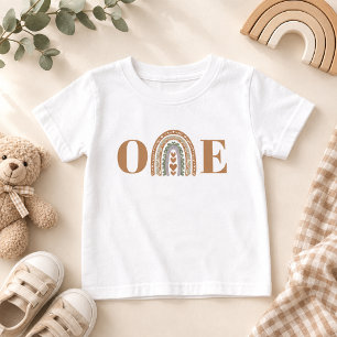 Camiseta Para Bebê Boho Rainbow Adorável Primeiro Aniversário