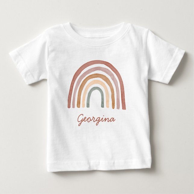 Camiseta Para Bebê Boho Rainbow Baby T-Shirt (Frente)