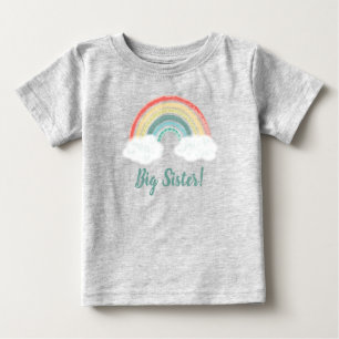 Camiseta Para Bebê Boho Rainbow Chá de fraldas Big Sister