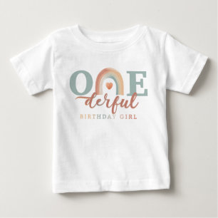 Camiseta Para Bebê Boho Rainbow Maravilhoso Birthday Girl T-Shirt - 1