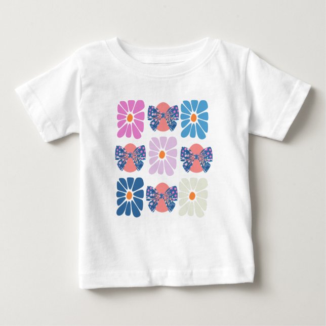 Camiseta Para Bebê Boho retro floral simples páscoa (Frente)
