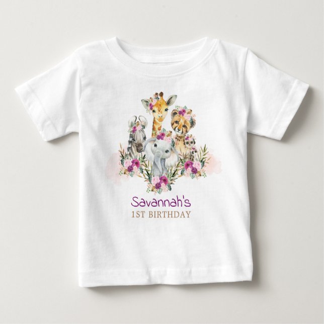 Camiseta Para Bebê Boho Selgle Safari Animais Selvagens Nascidos (Frente)