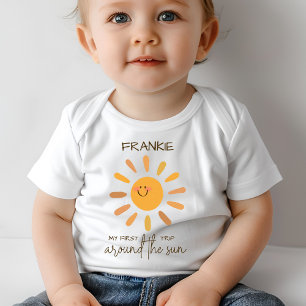 Camiseta Para Bebê Boho Summer Primeira Viagem Em Torno Do Sol Aniver