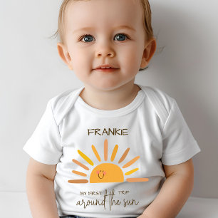 Camiseta Para Bebê Boho Summer Primeira Viagem Em Torno Do Sol Aniver