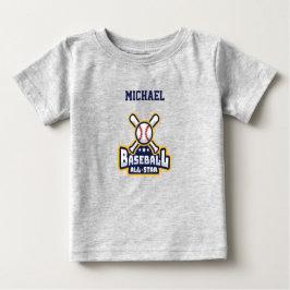 Camiseta Para Bebê Bola All-Star de Baseball e Bat Personalizado