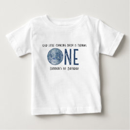 Camiseta Para Bebê Bola de Discoteca Retro Festa de Aniversário de Um