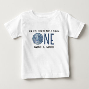 Camiseta Para Bebê Bola de Discoteca Retro Festa de Aniversário de Um