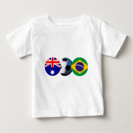 Camiseta Para Bebê Bola de Futebol Austrália e Brasil Bandeira do MUS