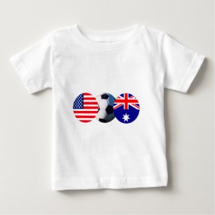 Camiseta Para Bebê Bola de Futebol Austrália e EUA Bandeira do MUSEU