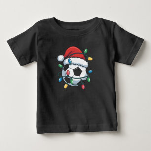 Camiseta Para Bebê Bola de Futebol do Papai Noel Esportes Natal Jogad
