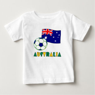 Camiseta Para Bebê Bola de Futebol e Bandeira da Austrália