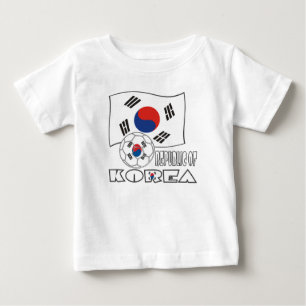 Camiseta Para Bebê Bola de Futebol e Bandeira Sul-Coreana