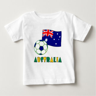 Camiseta Para Bebê Bola e Bandeira de Futebol Australiana