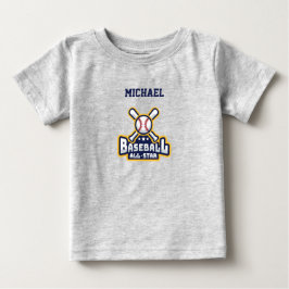 Camiseta Para Bebê Bola e Taco de Beisebol Personalizados para Estrel