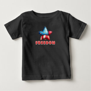 Camiseta Para Bebê Bola Estrela Liberdade EUA