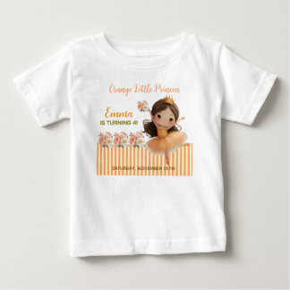 Camiseta Para Bebê Bola Pequena Princesa Laranja