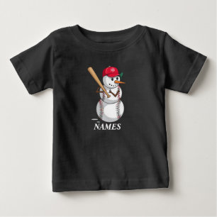 Camiseta Para Bebê Bolas de Neve de Beisebol com Nome Personalizado N