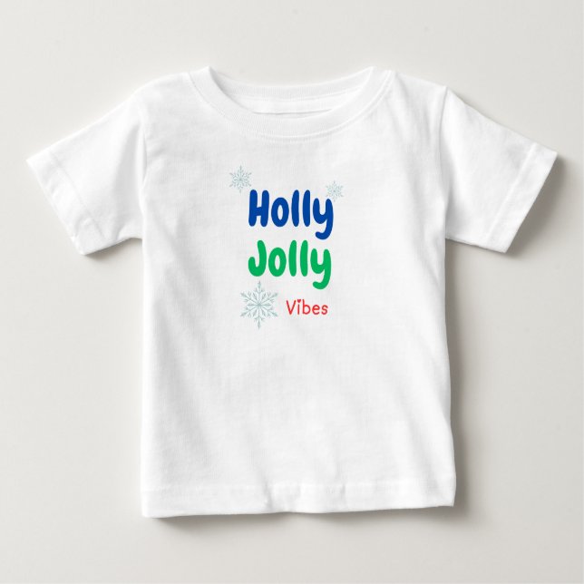 Camiseta Para Bebê Bold Holly Jolly (Frente)